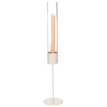 Artikel Kerzenhalter Glaszylinder Metallfuss 50 cm Taupe