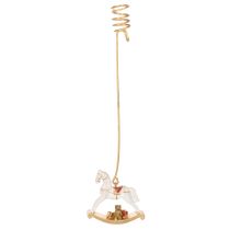 Artikel Weihnachtsbaum-Kerzenhalter Schaukelpferd aus Metall und Kunststoff 20 cm Gold 3er-Set