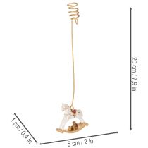 Artikel Weihnachtsbaum-Kerzenhalter Schaukelpferd aus Metall und Kunststoff 20 cm Gold 3er-Set