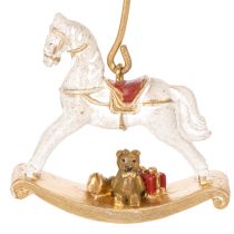 Artikel Weihnachtsbaum-Kerzenhalter Schaukelpferd aus Metall und Kunststoff 20 cm Gold 3er-Set