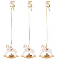 Artikel Weihnachtsbaum-Kerzenhalter Schaukelpferd aus Metall und Kunststoff 20 cm Gold 3er-Set