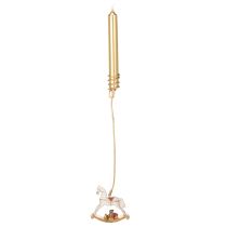 Artikel Weihnachtsbaum-Kerzenhalter Schaukelpferd aus Metall und Kunststoff 20 cm Gold 3er-Set