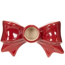 Artikel Kerzenhalter aus roter Keramik in Schleifenform 11 cm für Stabkerzen 2 Stück