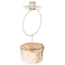 Artikel Kerzenhalter Birkenholz Metallring 20 cm Weiss