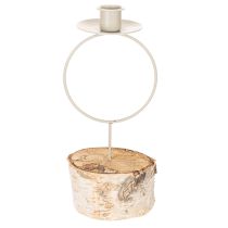 Artikel Kerzenhalter Birkenholz Metallring 20 cm Weiss