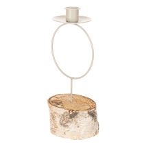 Artikel Kerzenhalter Birkenholz Metallring 20 cm Weiss