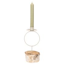 Artikel Kerzenhalter Birkenholz Metallring 20 cm Weiss