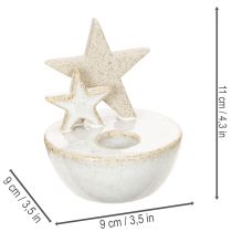 Artikel Kerzenhalter Sterne aus Keramik weiss naturgrau 11 cm 2er-Set