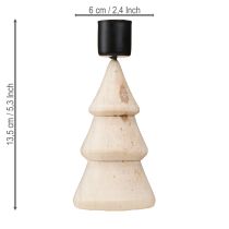 Artikel Stabkerzenhalter Tannenbaum aus Holz Natur H13cm, 4 Stück