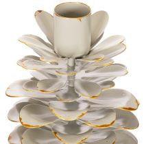 Artikel Kerzenhalter Tannenzapfen-Design Keramik Weiss Goldakzenten 17cm