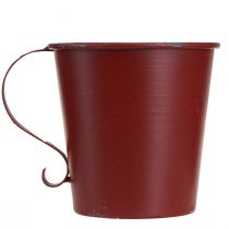 Artikel Stabkerzenhalter Vintage Tasse Metall Weinrot Ø11cm H11cm