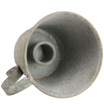 Artikel Stabkerzenhalter Vintage Tasse aus Metall Grau Ø9,5cm H8cm 3er-Set