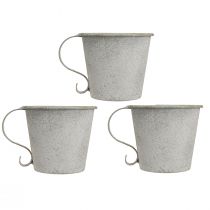 Artikel Stabkerzenhalter Vintage Tasse aus Metall Grau Ø9,5cm H8cm 3er-Set