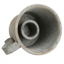 Artikel Stabkerzenhalter Tasse aus Metall Grau Ø7cm H6cm 2er Set