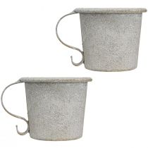 Artikel Stabkerzenhalter Tasse aus Metall Grau Ø7cm H6cm 2er Set
