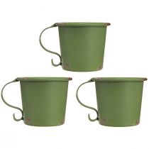 Artikel Stabkerzenhalter Tasse Metall Grün Ø9,5cm H8cm 3 Stück
