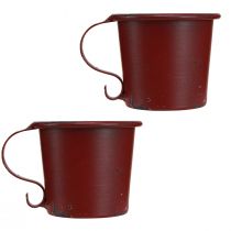 Artikel Stabkerzenhalter Tasse Metall Weinrot Ø 7cm H 6cm 2 Stück