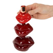 Artikel Kerzenständer aus Polyresin und Metall in Lippenform 21 cm rot-gold