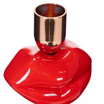 Artikel Kerzenständer aus Polyresin und Metall in Lippenform 21 cm rot-gold