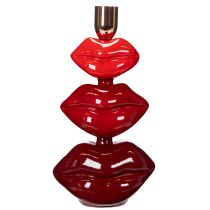 Artikel Kerzenständer aus Polyresin und Metall in Lippenform 21 cm rot-gold