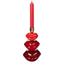 Artikel Kerzenständer aus Polyresin und Metall in Lippenform 21 cm rot-gold