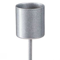 Artikel Steckbarer Stabkerzenhalter aus Metall in Silbergrau Ø2,5 cm H11 cm