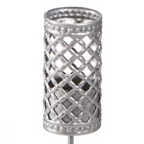 Artikel Steckbarer Stabkerzenhalter aus Metall, Ø22 mm, H10 cm, Silbergrau, 4er-Set