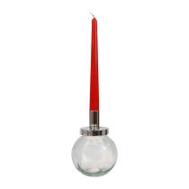 Artikel Stabkerzenhalter Kerzenständer Glas Metall Silber Ø10,5cm 4St
