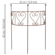 Artikel Rankgitter halbrund Metall Rost-Optik Herzmotiv 42cm für Gartendekoration