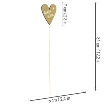 Artikel Dekostecker Herz aus Holz Danke schön 31 cm 12 Stück