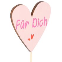 Artikel Herzstecker aus Holz mit Schriftzug "Für Dich" 31 cm, 12 Stück, sortierte Farben