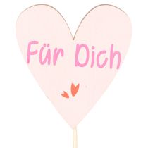 Artikel Herzstecker aus Holz mit Schriftzug "Für Dich" 31 cm, 12 Stück, sortierte Farben