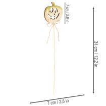 Artikel Dekostecker aus Holz Kürbis mit Gesicht 31 cm 12 Stück