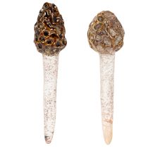 Artikel Künstlicher Morchel-Pilz aus Keramik im 2er-Set, 13 cm, Braun