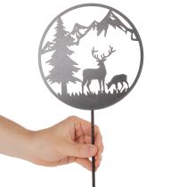 Artikel Dekostecker Metall Hirsch und Kiefer Schwarz Rost 100cm
