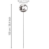 Artikel Dekostecker Metall Hirsch und Kiefer Schwarz Rost 100cm