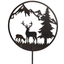 Artikel Dekostecker Metall Hirsch und Kiefer Schwarz Rost 100cm