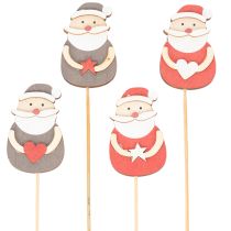 Artikel Dekostecker Weihnachtsmann Holz 31 cm Rot Weiss Grau 12 Stück für Innenbereich