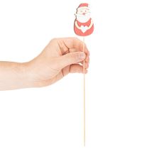 Artikel Dekostecker Weihnachtsmann Holz 31 cm Rot Weiss Grau 12 Stück für Innenbereich