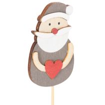 Artikel Dekostecker Weihnachtsmann Holz 31 cm Rot Weiss Grau 12 Stück für Innenbereich
