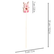 Artikel Dekostecker Schweinchen Holz bunt 31cm 16 Stück für Blumendekoration