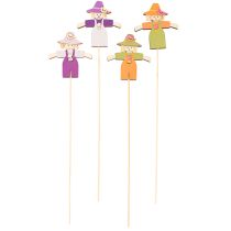 Artikel Holzstecker Vogelscheuchen Dekoration 30 cm bunt 12 Stück
