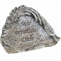 Artikel Grabschmuck aus Polyresin mit Engelsflügel und Spruch Grau 13 cm 3er-Set