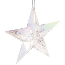 Artikel Dekoanhänger Stern Acryl irisierend klar 9 cm 6er-Set für Weihnachtsbaum