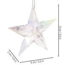 Artikel Dekoanhänger Stern Acryl irisierend klar 9 cm 6er-Set für Weihnachtsbaum