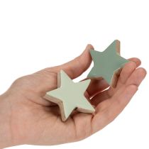 Artikel Holzstern Deko 5 cm Mint und Weiss 9er-Set