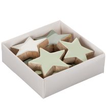 Artikel Holzstern Deko 5 cm Mint und Weiss 9er-Set