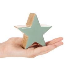Artikel Deko Holzsterne 10cm Mintgrün und Weiss 3er-Set