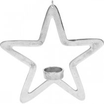 Deko Stern Teelichthalter Metall zum Hängen Silbern 24cm