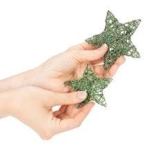 Artikel Deko Stern grün Drahtstern Set 10cm und 7cm 12 Stück